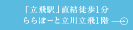 「立飛駅」直結徒歩1分 ららぽーと立川立飛1階